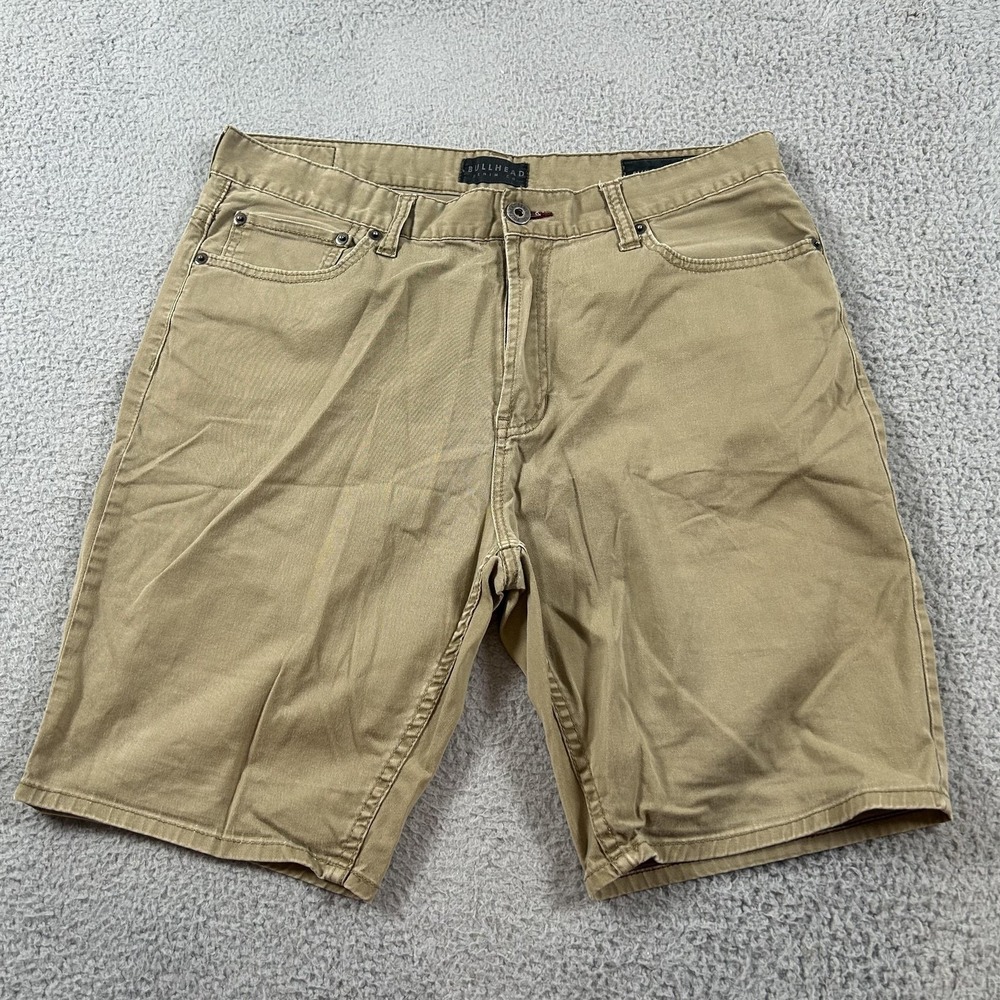 Bullhead Shorts Mens 34 Khaki Slim Fit Stretch Chino Casual Summer Walking